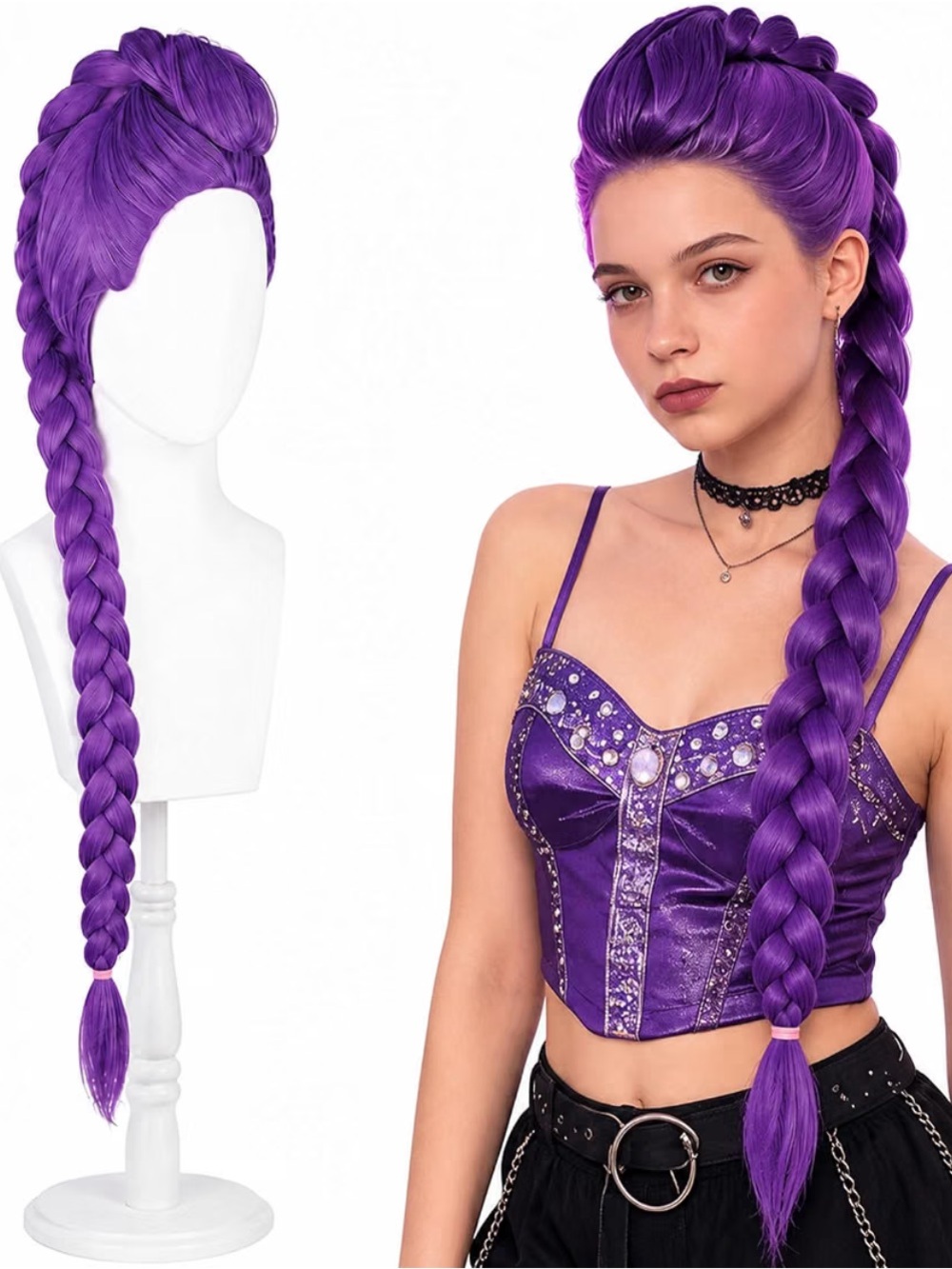 Purple Long Braided Hair Piece - Easy Attach